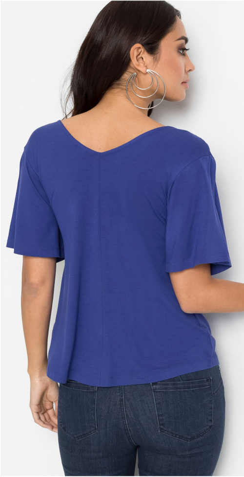 Zafírovo modré dámske tričko s krátkym rukávom