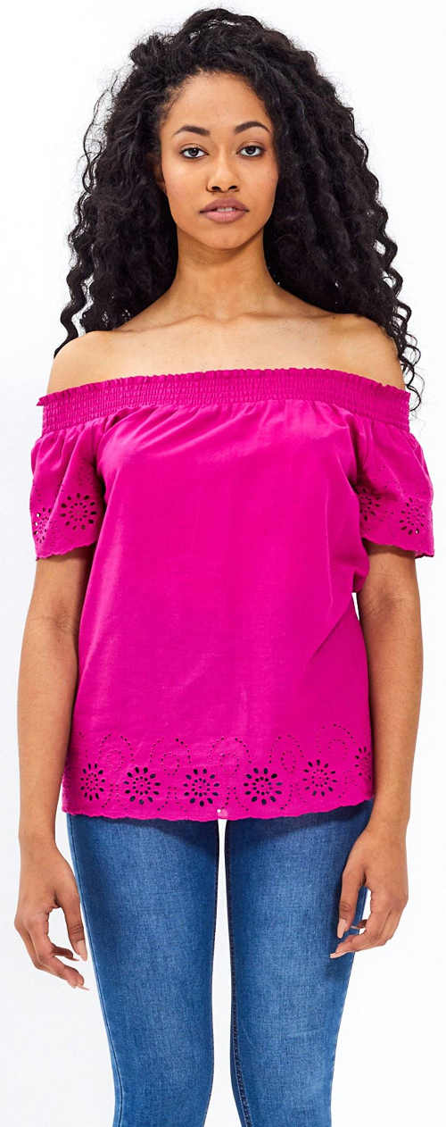 Fialové dámske tričko s perforovanou výšivkou