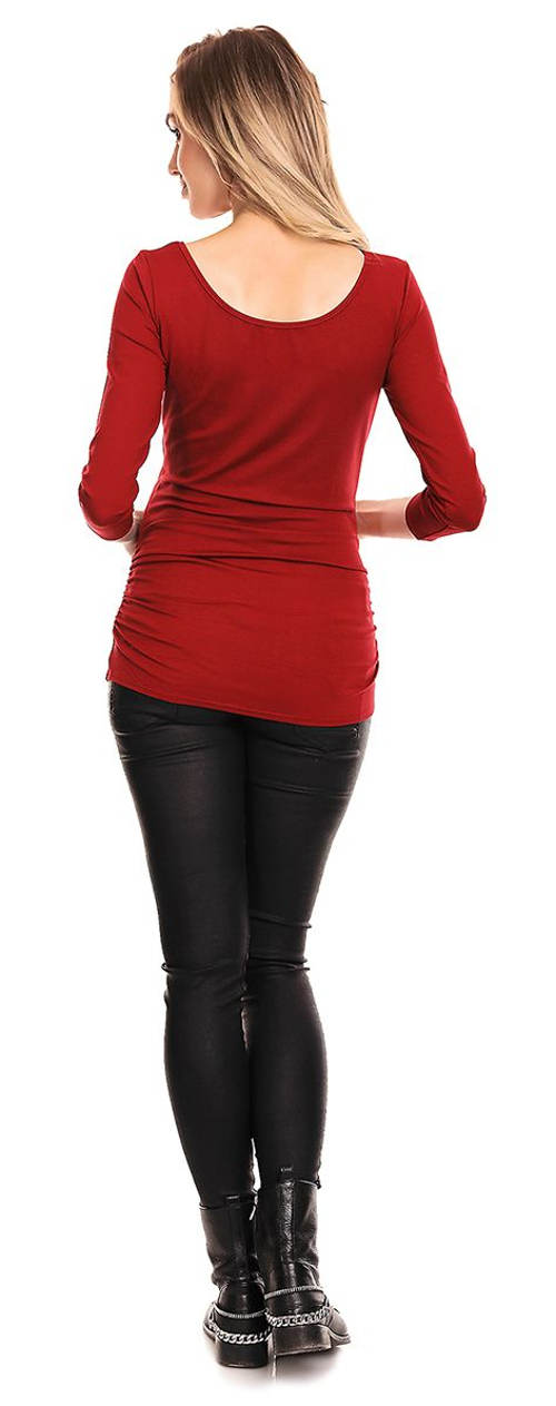 Červené tehotenské tričko s dlhými rukávmi