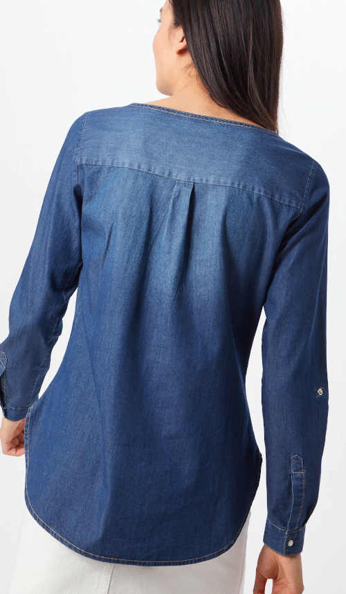 Modrá džínsová blúzka s dlhými rukávmi