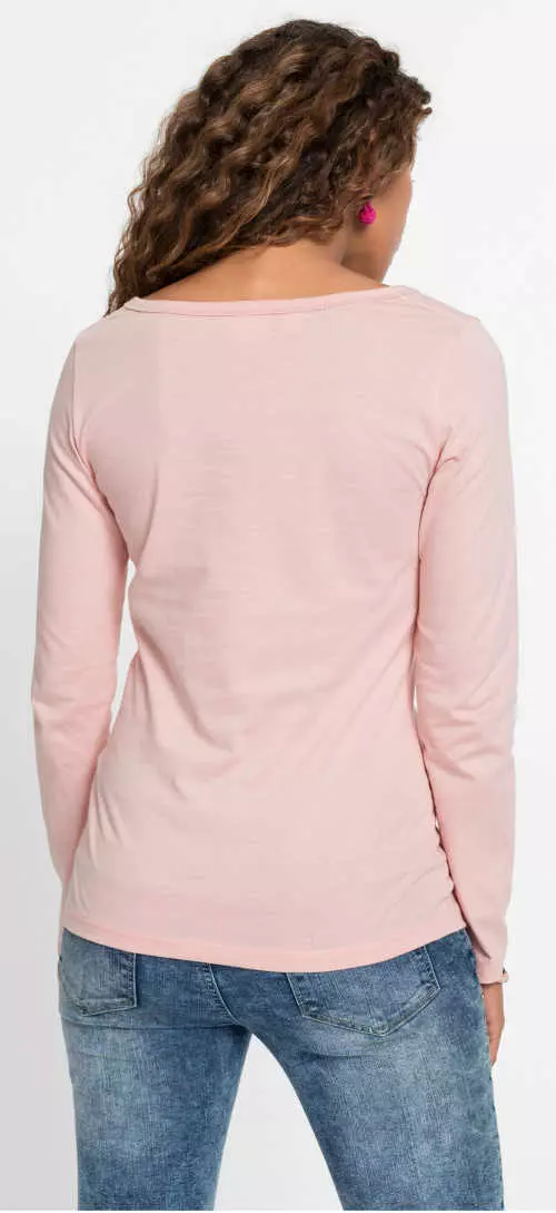 Lacné ružové dámske tričko s dlhým rukávom