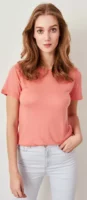 Lacné ružové dámske tričko s krátkym rukávom
