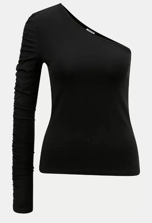 Čierne dámske tričko s jedným dlhým rukávom