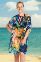Dámske plážové šaty pohodlného strihu s kvetinovým vzorom