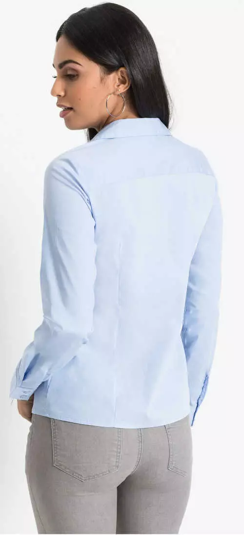 Perlovo modré dámske tričko s dlhým rukávom